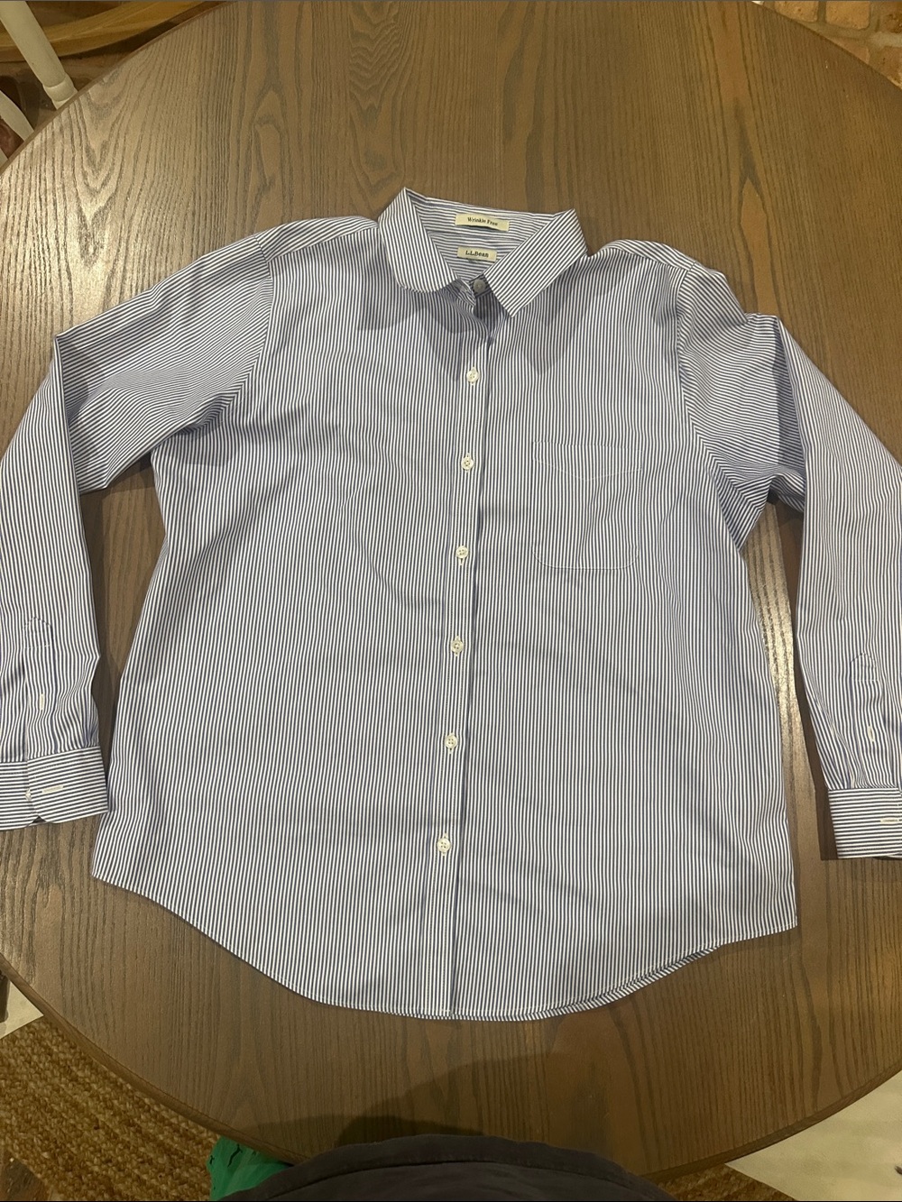 L.L.Bean Blue & White Striped Dress Shirt